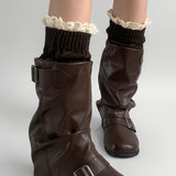 Crochet Lace Trim Cable Knit Boot Cuffs