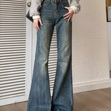 Jielur Fashion Casual Flare Blue Bottom