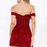 Jacquard Mesh Strapless Party Dress