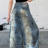 Punk Streetwear Wide Leg Denim Jeans