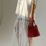 Jacquard Lace High Waist Maxi Skirt