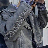 Washed PU Moto Biker Jacket