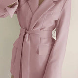 Belted Loose Fit Straight Blazer