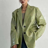 PU Leather Oversized Casual Blazer