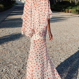 Polka Dot V-Neck Sheer Maxi Dress