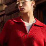 Polo Collar Knit Pullover Sweater