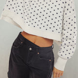 Cropped Butterfly Pattern Sweater