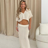 Gwenyth - Crochet Knit Skirt and Cardigan Set