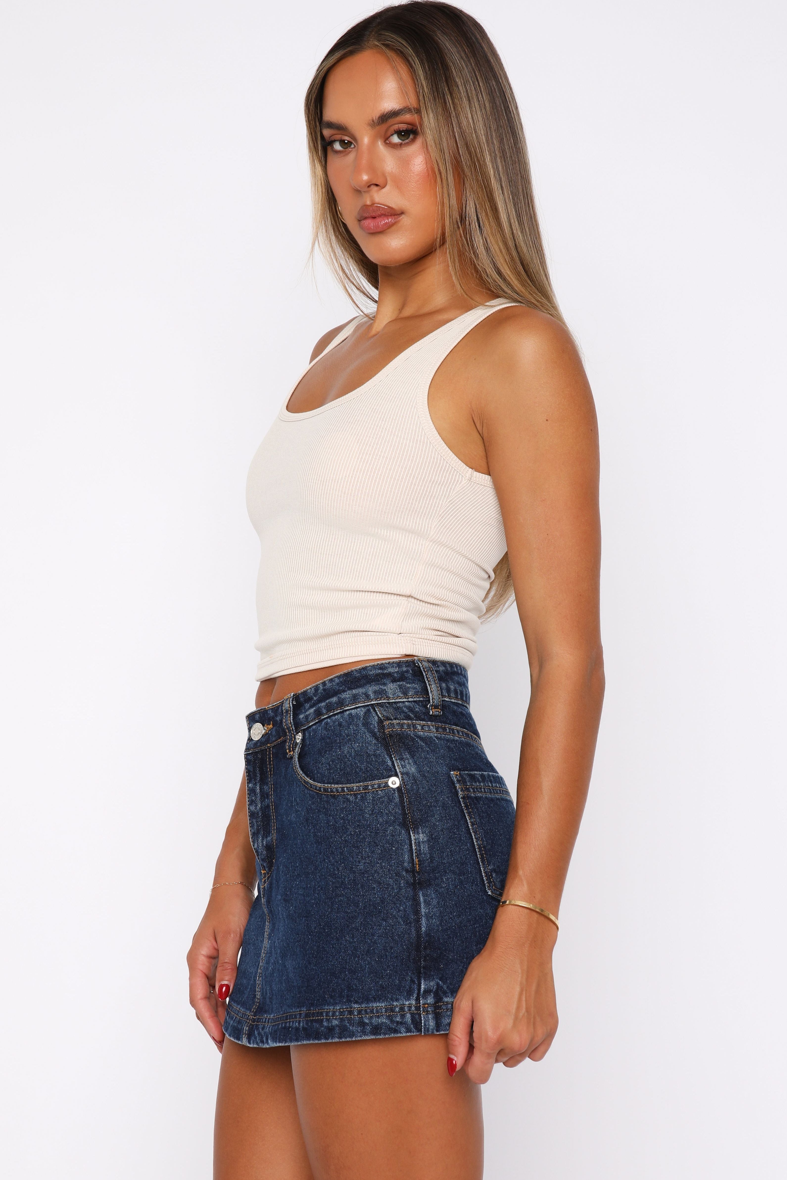 All Your Problems Denim Skort Dark Blue