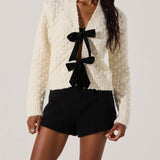 Bow Tie Textured Cardigan & Mid Rise Sequin Skort