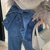 Stretch Jeans With Bow At Back