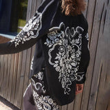 Unique Western Floral Print Elastic Pocket Wide Leg Pants