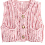 Sleeveless Cropped Knit Sweater Cardigan