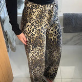 Leopard Diamanté Flared Jeans
