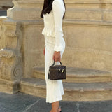 Gala - V-Neck Knitted Top & Skirt Two-Piece Set