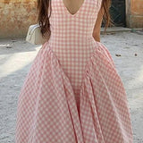 Elegant Waist-Pleated Maxi Dress