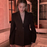 Elegant Chic Shrug Pocket Blazer