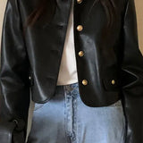 Retro O-Neck PU Leather Jacket