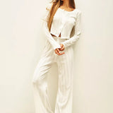 Soft Casual Cutout Jacquard Two Piece Set