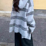 Colorblock Striped Hooded Sweater