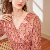 Printed Chiffon Fitted Waist Floral Dress