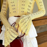 Hollow Out Knit Cropped Cardigan