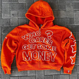 Unisex Goth Print Zip Hoodie