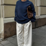 Casual Solid Color Pullover Sweater