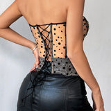 Black White Polka Dot Bustier Corset