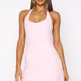 Hyper Halter Mini Dress Ballet Pink