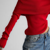 Sexy Off Shoulder Ribbed Sweater