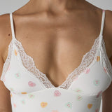 Lace Trim Floral V Neck Sexy Cami Top
