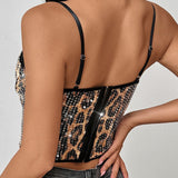 Leopard Sequin Bodycon Tank Top