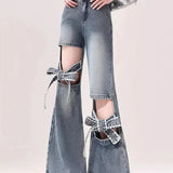 Slim Fit Bow Flare Jeans