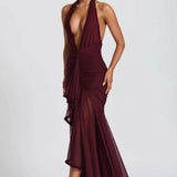 Sexy Deep V Halter Mermaid Party Dress