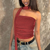 Polka Dot Print Slim Fit Bustier Crop Top