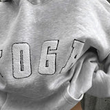 Casual Gray Embroidered Hoodie