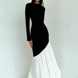 Bodycon Ruched Patchwork Maxi Dress