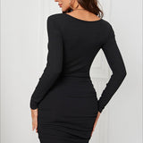 Black Lace Bodycon Cocktail Dress