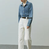 Soft Denim Casual V-Neck Jacket