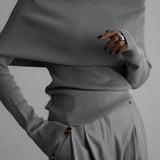 One Shoulder Fitted Knit Sweater