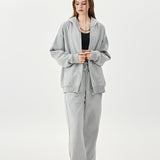 Grey Fleece Zip Up Hoodie