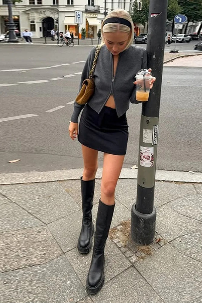 Slim Fit Knit Zip Cardigan