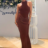 Cutout Sleeveless Slim Fit Maxi Dress