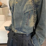Slim Fit Denim Moto Jacket