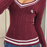 V-Neck Long Sleeve Knit Sweater