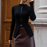 Fitted Button Up Knit Sweater