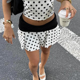Halter Polka Dot Crop Skirt Two Pieces Set