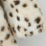 Leopard Print Faux Fur Notch Collar Overcoat