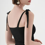 Polka Dot Halter Cropped Ruched Tie Front Tank Top